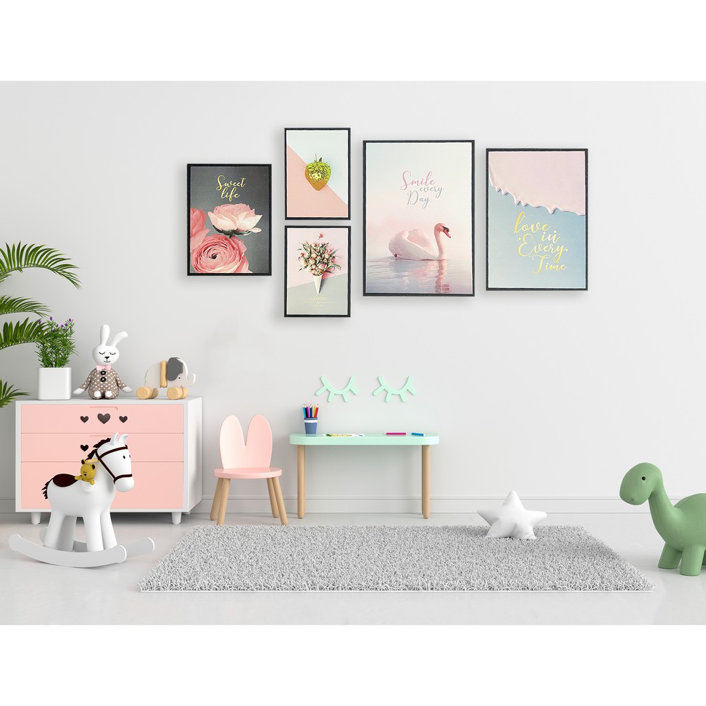 [BÁN CHẠY] Bộ 5 Tranh Canvas Phong Cách Hiện Đại, Phủ Kim Sa - Trang Trí Phòng Khách, Phòng Ngủ Phong Thuỷ