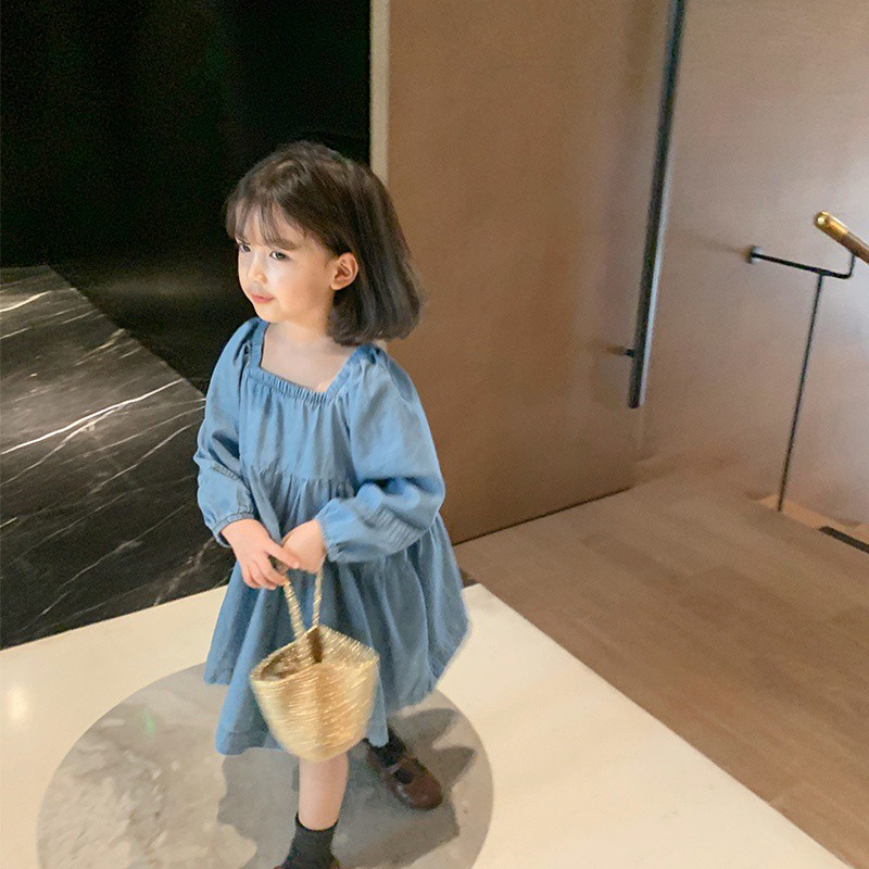 Đầm Tay Dài Phong Cách Hàn Quốc Cho Bé Gái