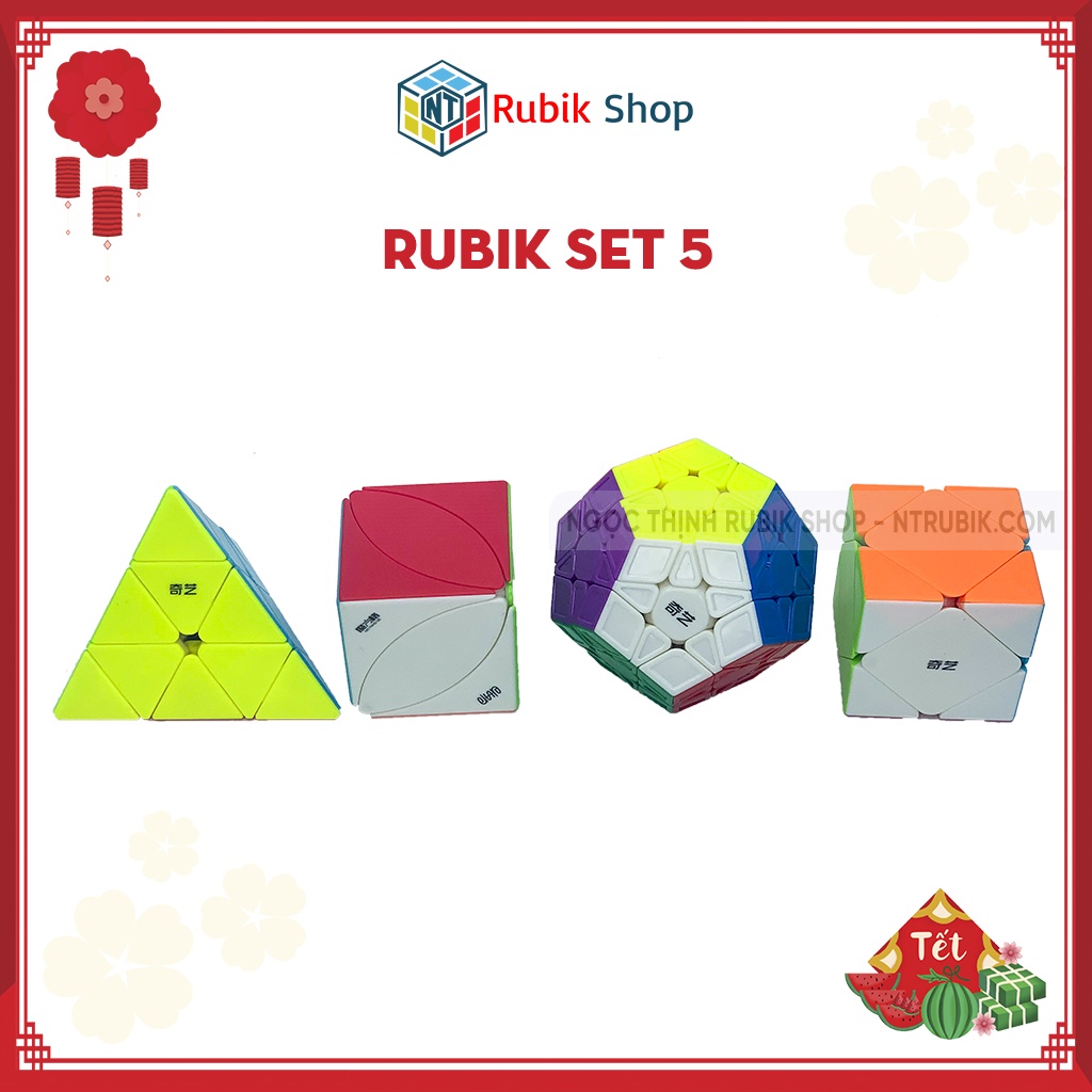 [Giảm giá] Set 5 /Combo 4 Rubik (Qiming -Pyraminx,Qicheng -Skewb,Qiheng S-Megaminx,Ivy cube)