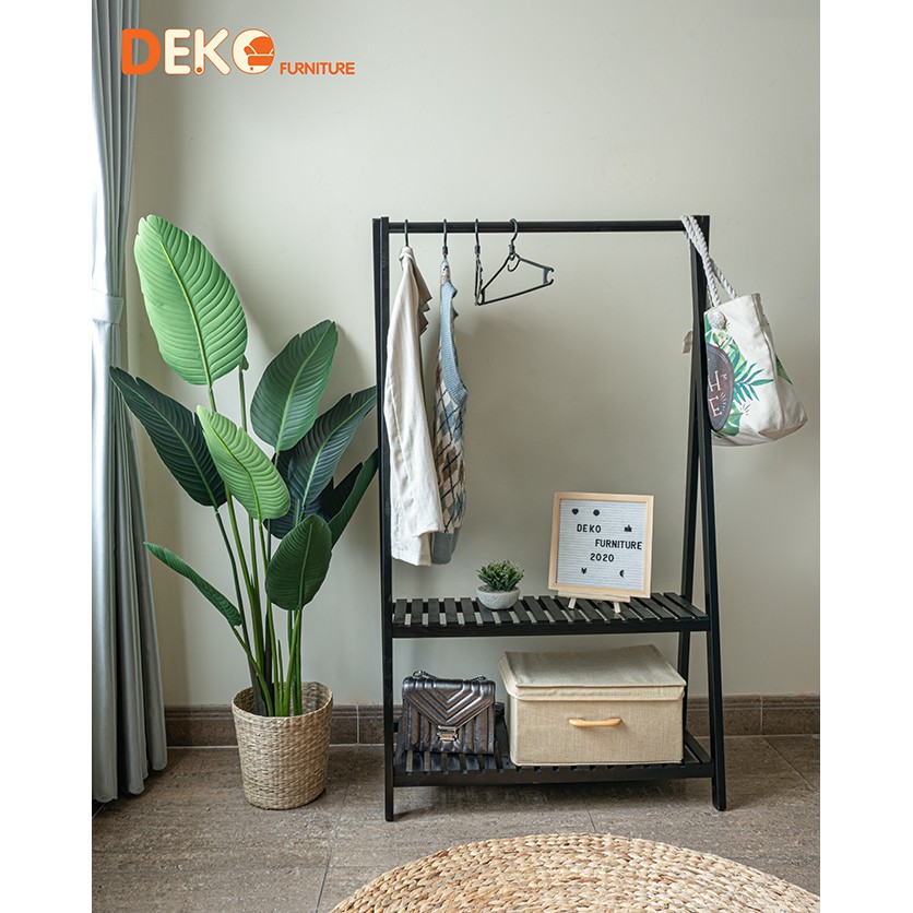 Giá treo quần áo 2 tầng 86cm màu đen DEKO