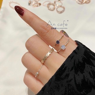 [ancafe.shop] Nhẫn hạt bi, nữ, nếp cắt, hàn quốc, xinh xắn