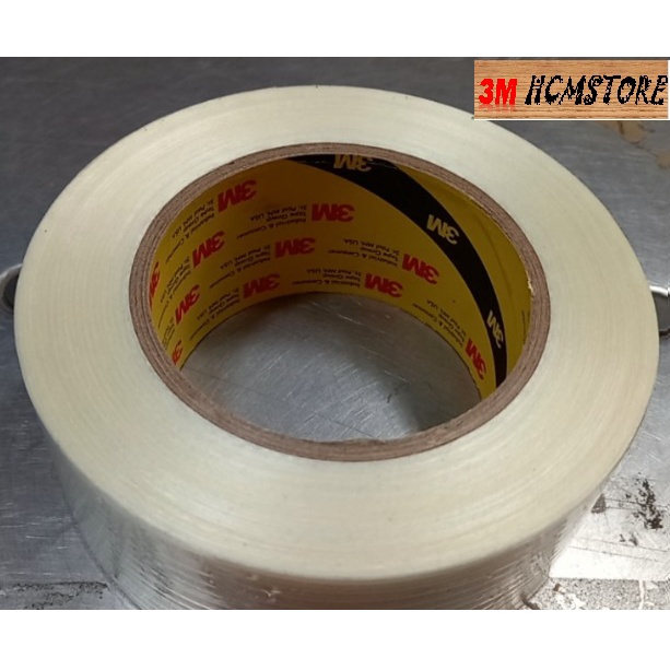 3M 897 48MM dài 50met  BĂNG KEO SỢI THỦY TINH Dán thùng chịu nhiệt, chịu lực bung hoặc quấn kim loại cực tốt