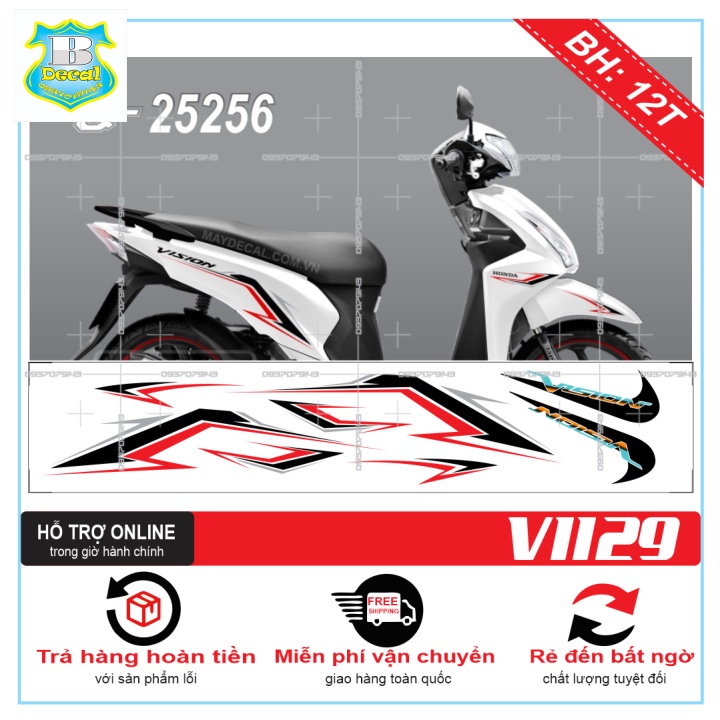 ( Quí khách vui lòng mang ra tiệm cho thợ dán ) Tem VISION 2016 1129 CHẾ DÁN XE TRẮNG [Bi Decal]