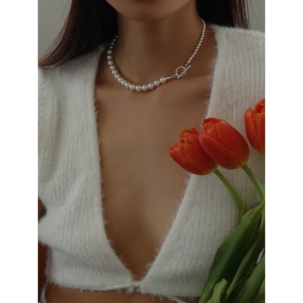 Vòng Cổ Ngọc Trai Màu Trắng Khóa Tròn Bạc Size 7ly - NT48 - Ngọc Trai Trường Thịnh