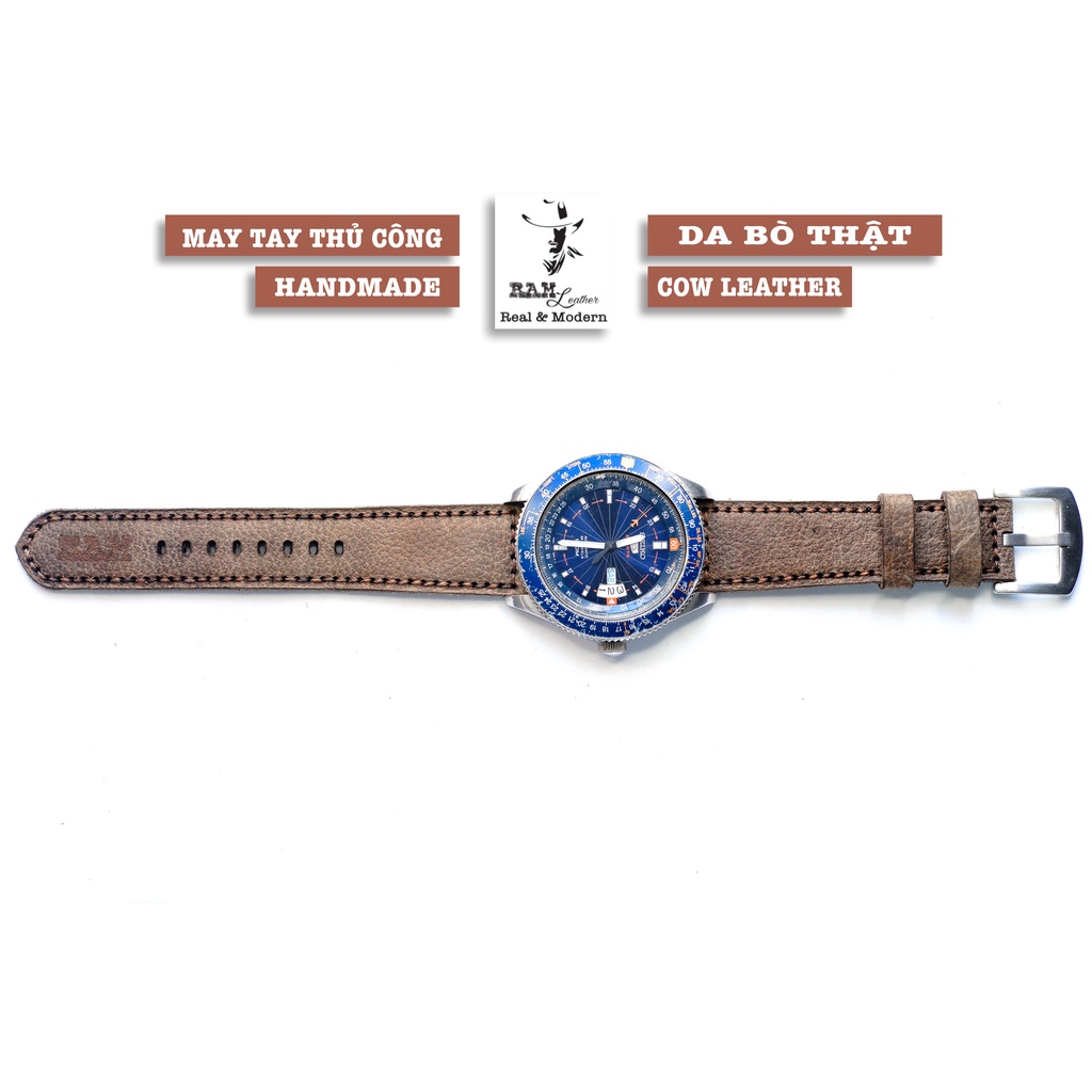 Dây Đồng Hồ Seiko Da Bò Thật RAM Leather Bền Đẹp