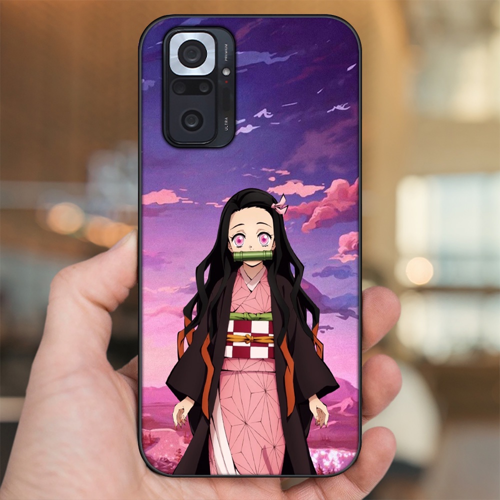 Ốp lưng Xiaomi Redmi Note 10 Pro viền đen in hình Nezuko Kimetsu no Yaiba