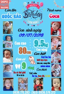 Bảng 12 tháng sinh nhật cho bé