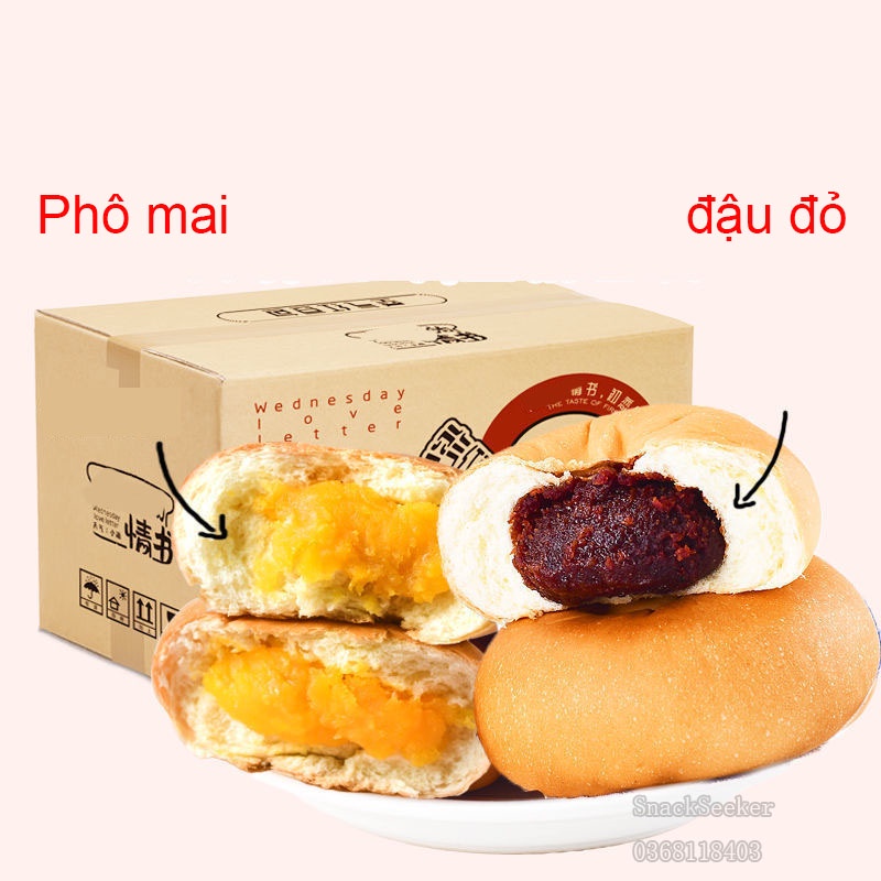 ( FREESHIP EXTRA 50K) Bánh Mì Nhân Đậu Đỏ, Đậu Xanh thơm ngon, bổ dưỡng - Đồ ăn vặt Trung Quốc