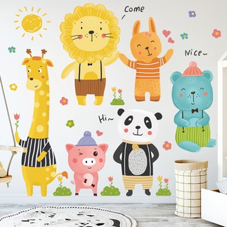 [MẪU NHIỀU ĐỘNG VẬT CỠ TO] Giấy dán tường PVC họa tiết động vật hoạt hình DIY xinh xắn trang trí phòng ngủ cho bé