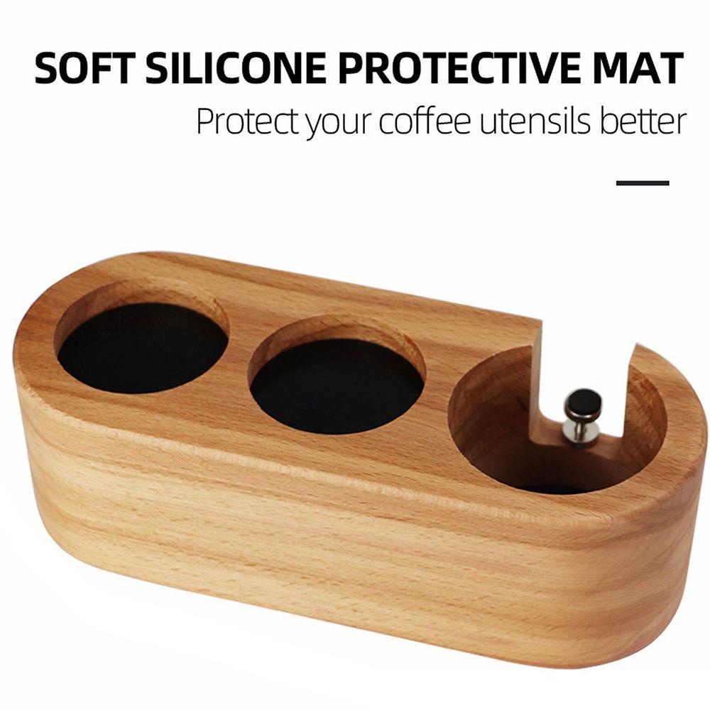 Giá Đỡ Máy Pha Cà Phê Espresso Bằng Gỗ Ba Lỗ Chống Trượt