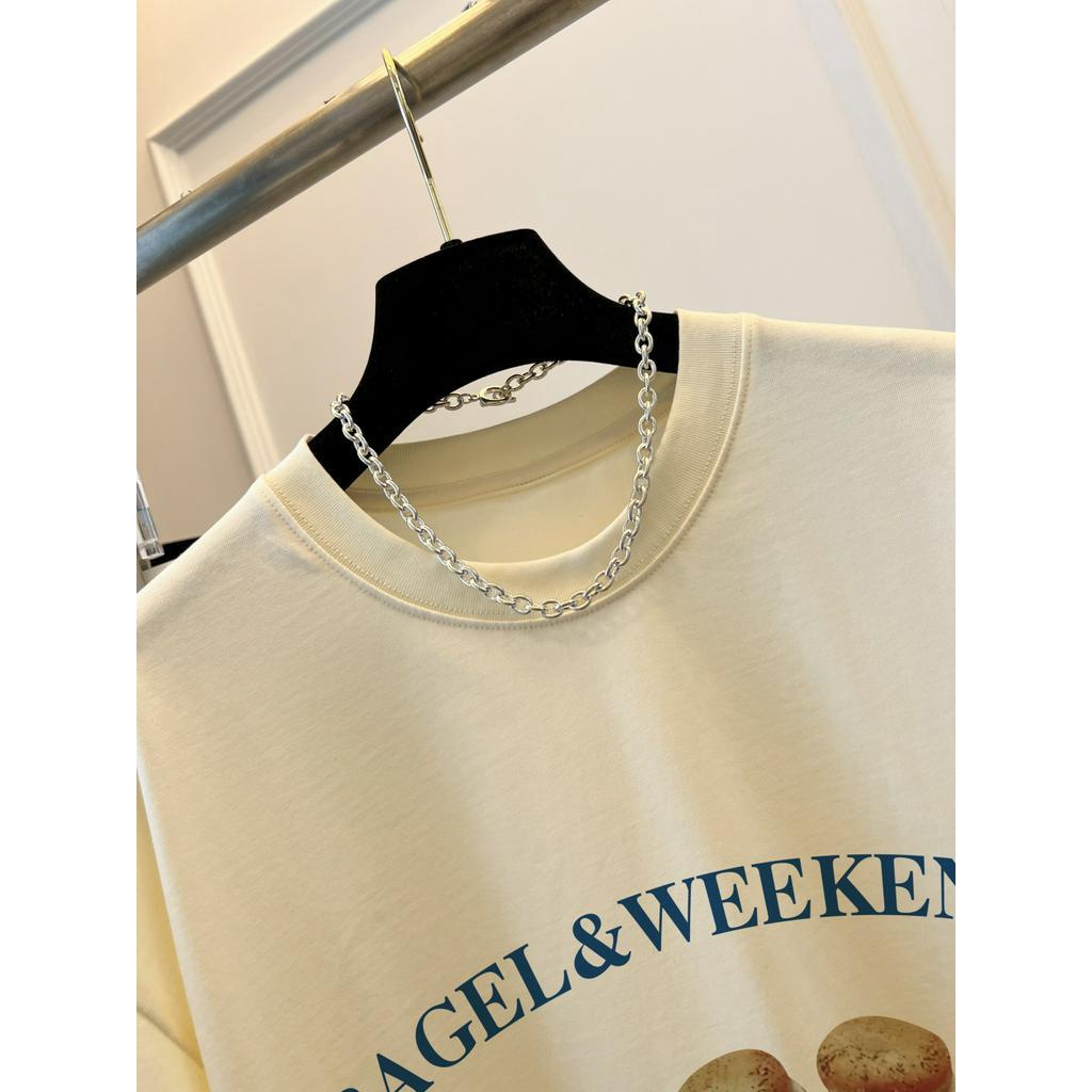 Áo Thun Cotton Dáng Rộng Ngắn Tay In Chữ Phong Cách Hàn Quốc Thời Trang Mùa Hè 63573