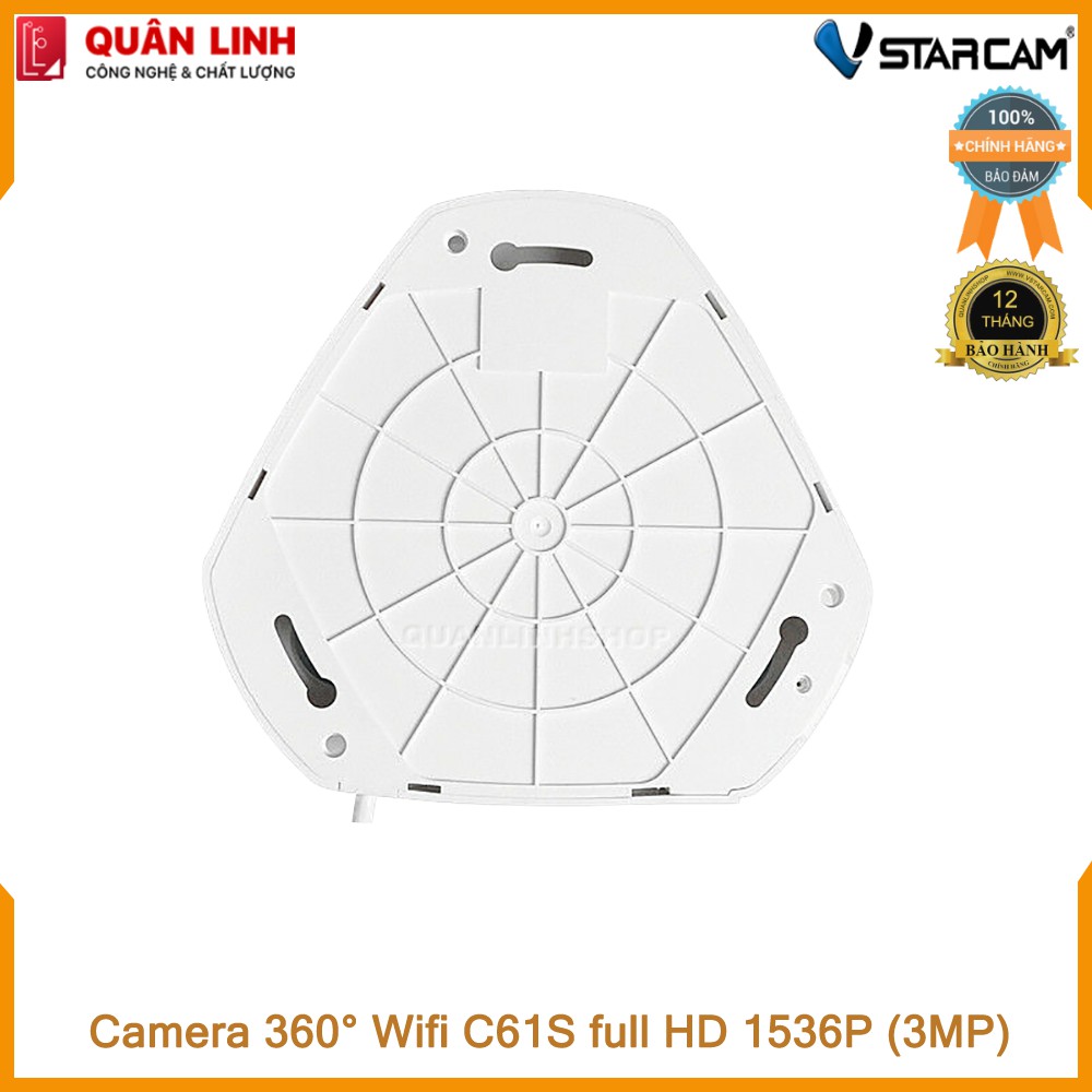 Camera Wifi IP Vstarcam C61s Full HD 1536P ốp trần, góc rộng 360 độ kèm thẻ 32GB