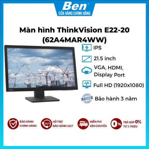 Màn hình Lenovo ThinkVision E22-20 (62A4MAR4WW) 21.5 inch  Full HD (1920 x 1080) - Hàng chính hãng