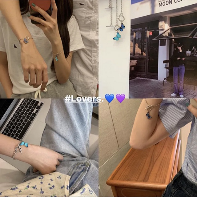 Vòng Tay Hợp Kim Mặt Hình Bướm Xinh Xắn Dành Cho Nữ