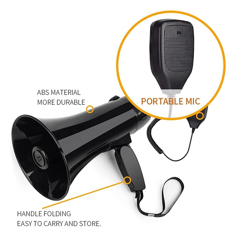 Loa Megaphone 35 Watt Cầm Tay Màu Đen Có Thể Tháo Rời Và Tháo Rời