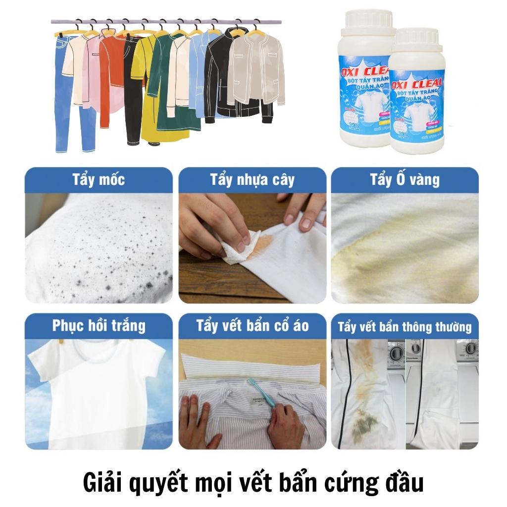 Tẩy mốc quần áo màu Oxi Clean Hàn Quốc, Tẩy trắng quần áo và các vết ố vàng không làm phai màu vải