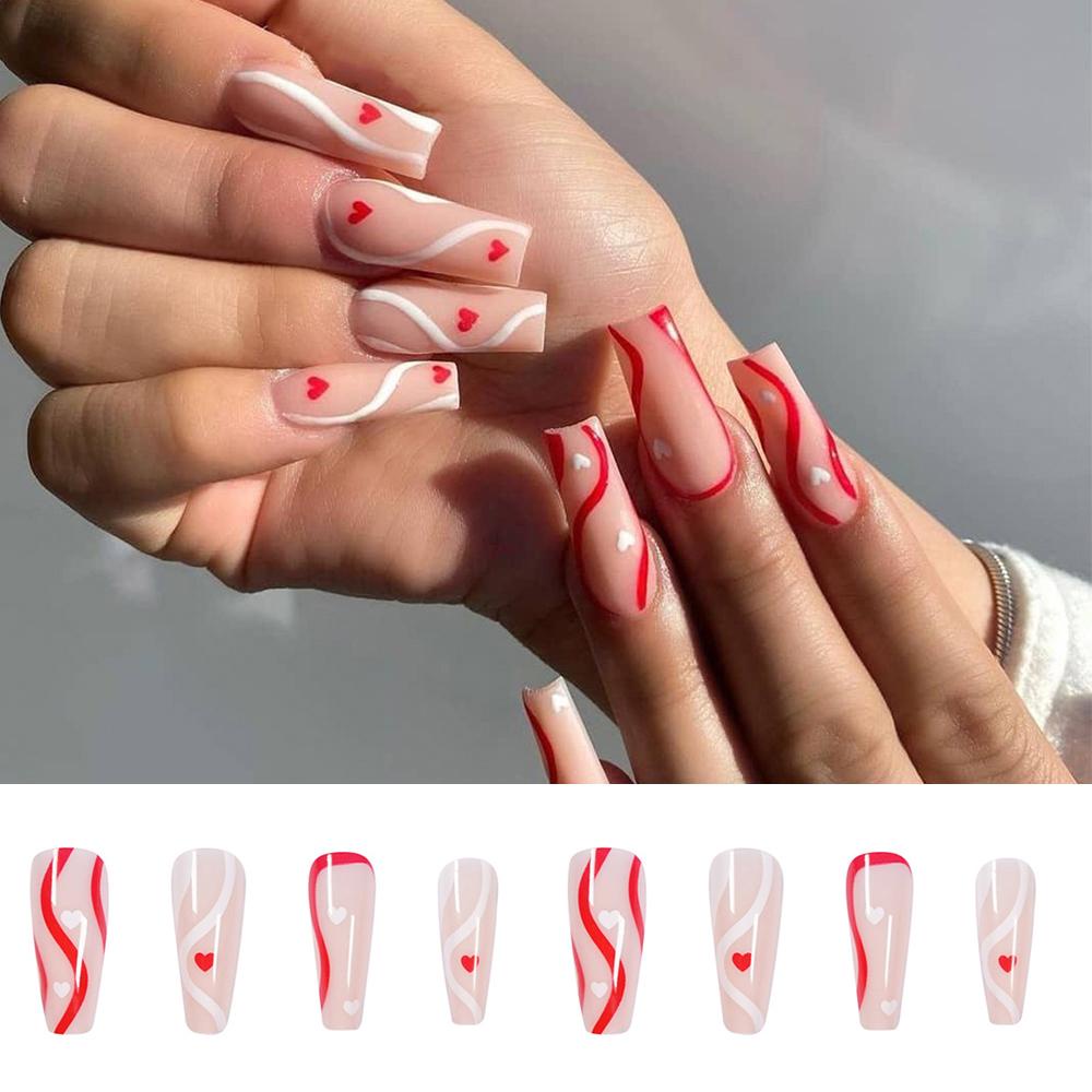 MIH Bộ 24 Móng Tay Giả Múa Ba Lê Dài Che Phủ Toàn Diện Tháo Rời Được