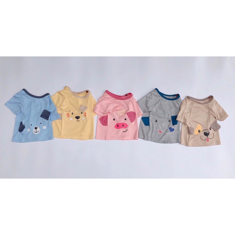 Bộ cộc tay Kwoo chất thun lạnh hình tai thú cho bé trai/bé gái