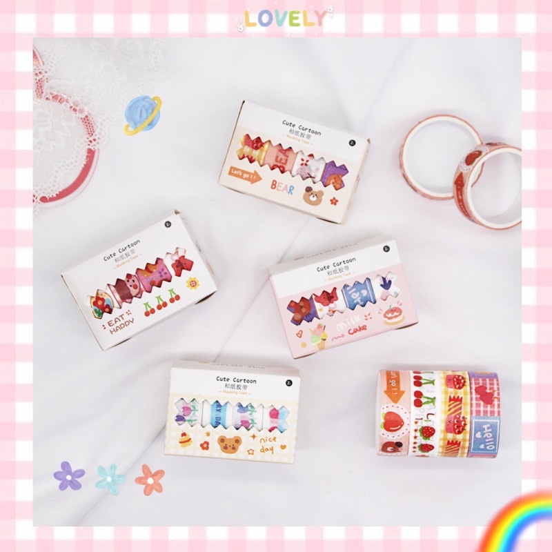 Set 4 cuộn washi tape DIY trang trí, giao ngẫu nhiên