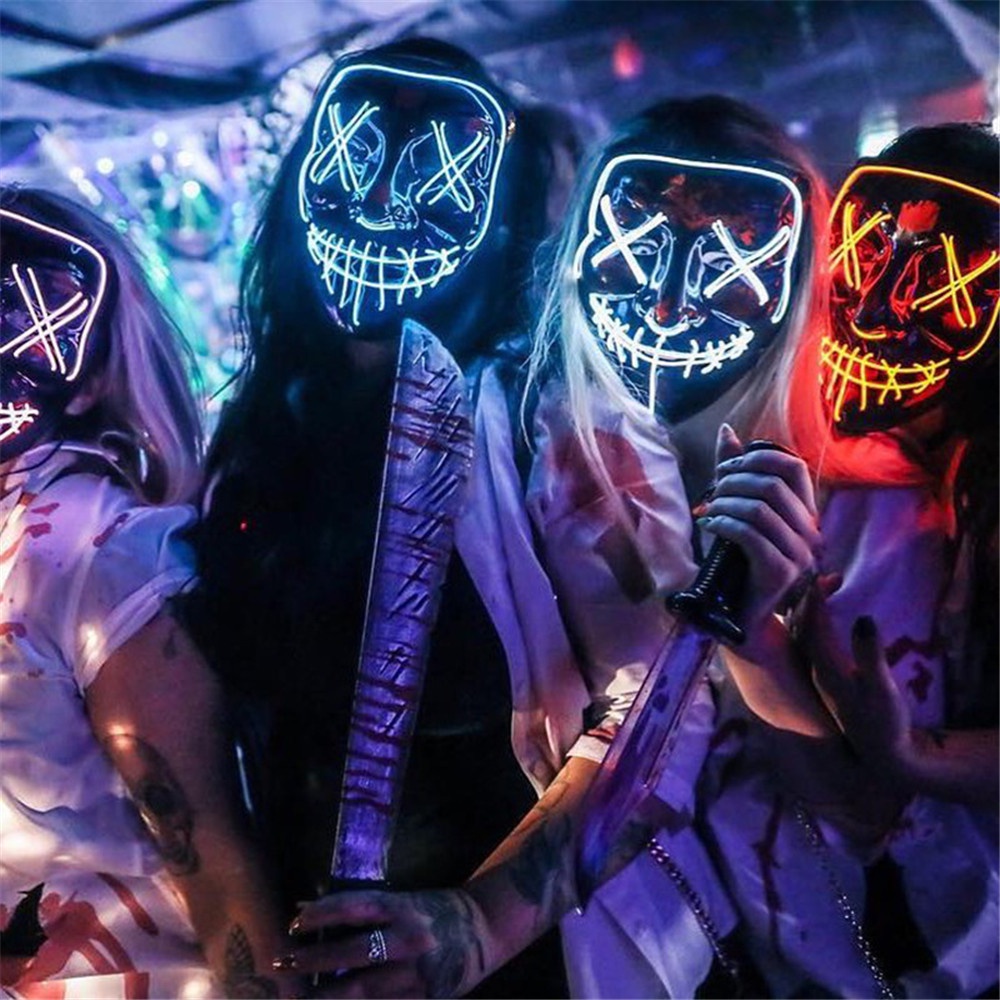 Mặt Nạ Đèn LED Neon Che Phủ Khuôn Mặt Hóa Trang Halloween