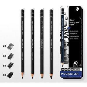 -Bộ chì phác thảo Staedtler Mars Black Lumograph 6 cây thân đen 100G6S-