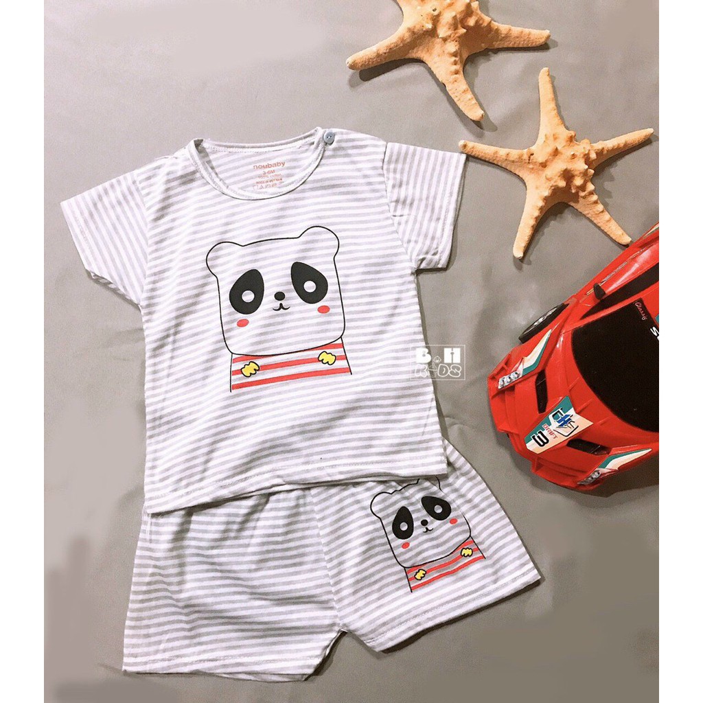 [MUA COMBO GIẢM GIÁ] Bộ quần áo Noubaby cộc tay (cài vai) COTTON 2C kẻ ngang thoáng mát, cho bé( 2-12kg)