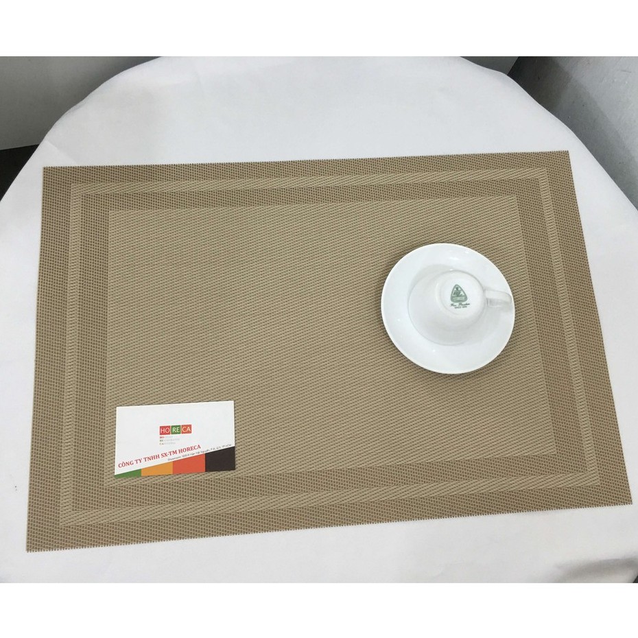 Tấm lót bàn ăn placemat cao cấp 20 màu, nhựa PVC chống trượt, chống nhăn