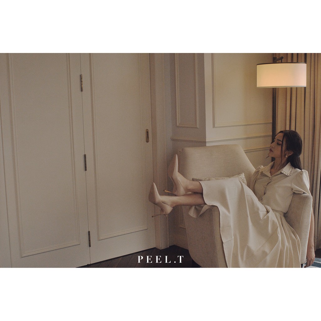 PEEL.T - Loralie Skirt - Chân váy trắng, be xếp ly dáng dài đi chơi , dự tiệc, công sở