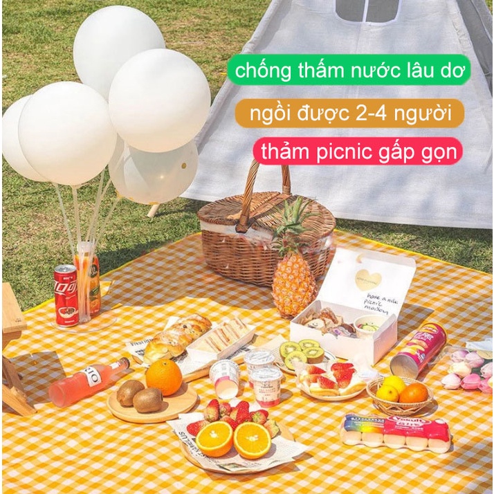 Thảm Dã Ngoại Du Lịch Đi Biển, Bạt Trải Picnic Cắm Trại Đi Phượt Gấp Gọn Chống Thấm Nước Size Lớn Ngồi Được 2-4 Người