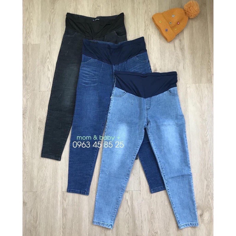 QUẦN BÒ BẦU DÀI MÀU XANH - QUẦN JEANS DÀI BẦU