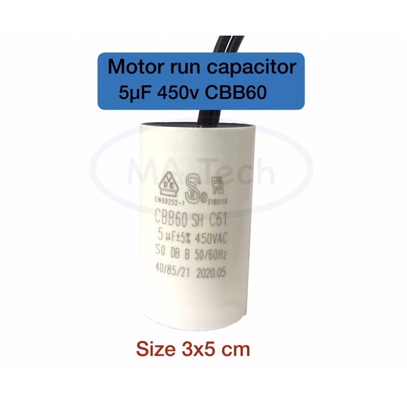 Tụ điện 5uf 450V nắp chạy 5uf 450V Cbb60 Starter 1 Kích thước 3.0x5.0 cm