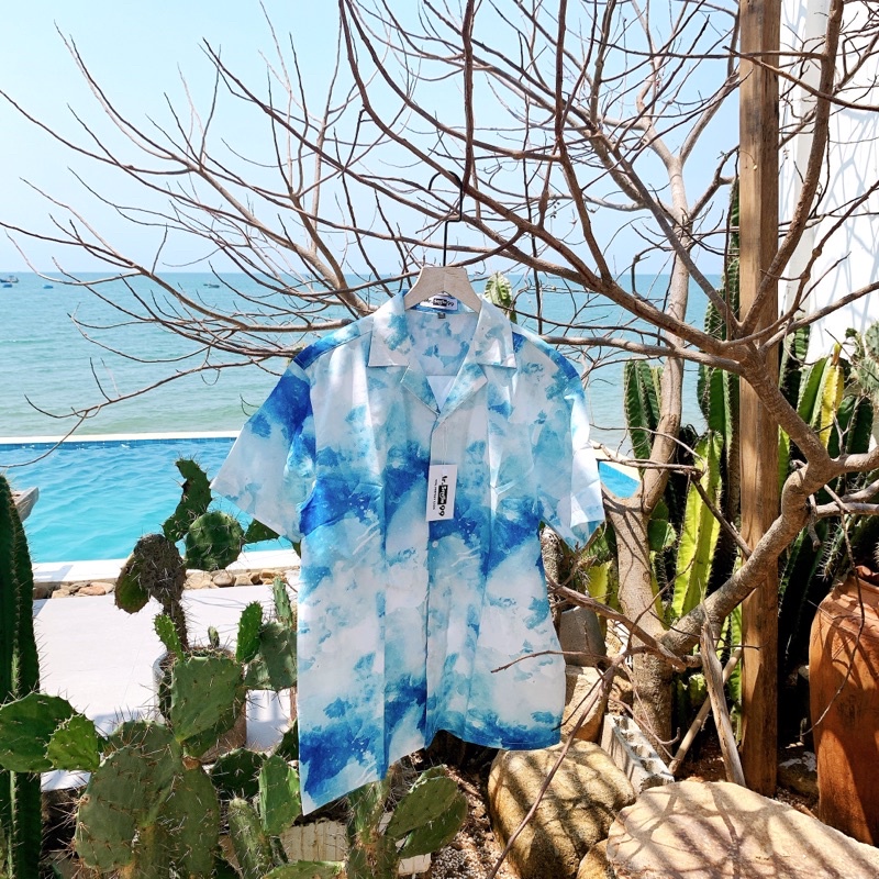 Áo Sơ Mi Nam Nữ Unisex tay ngắn Họa Tiết Loang Màu , chất Lụa Gân dày đẹp, hàng Thiết Kế Mr.Smile 99 Shop