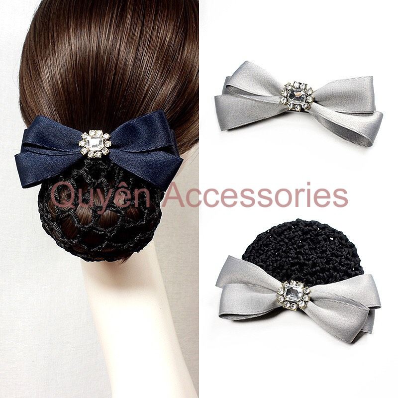 Phụ kiện handmade/ Phụ kiện tóc/ Kẹp búi tóc công sở/ Kẹp búi nơ đính đá