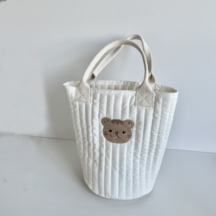 Túi quai xách - giỏ quai xách đựng sữa bỉm đa năng phong cách hàn quốc thêu hình Gấu Tuylip và Oliu cao cấp cho mẹ và bé