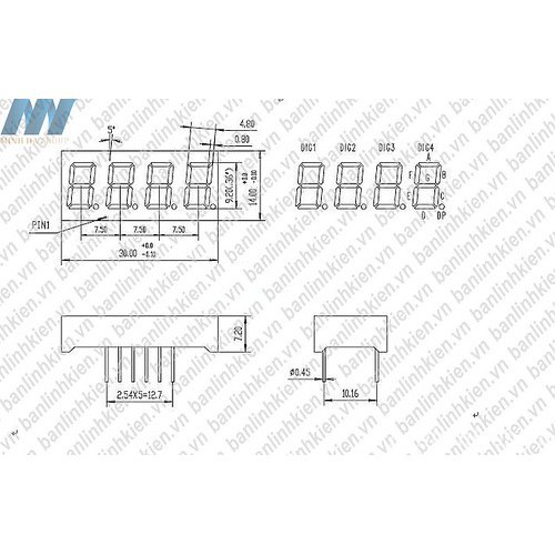 Led 7 Đoạn 0.36 4 Số Dương Chung Anot (Sáng Đỏ)