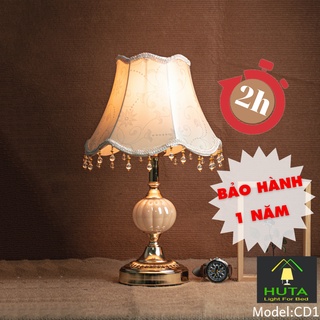Đèn Ngủ Để Bàn Cổ Điển Thân Sứ, Tăng Giảm Ánh Sáng Vàng Ấm, Bóng Led, Dùng Trang Trí Phòng Ngủ Đầu Giường, Mã CD1