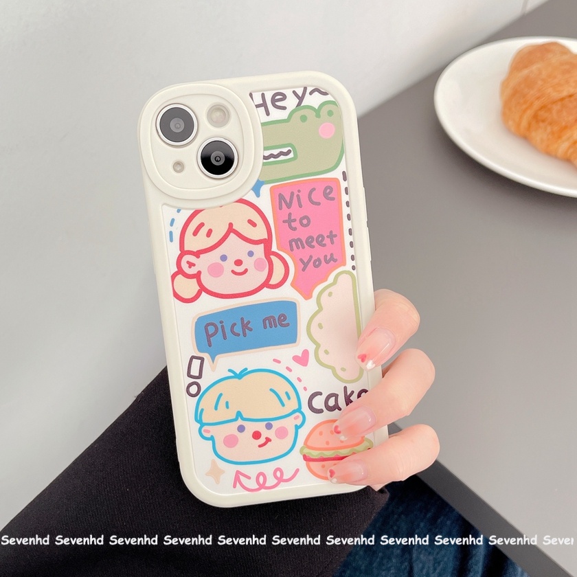 Ốp Điện Thoại Họa Tiết Hoạt Hình Cô Gái Doodle Dễ Thương Cho iPhone 13 12 11 Pro Max SE2020 X XR Xs Max 7 8 Plus