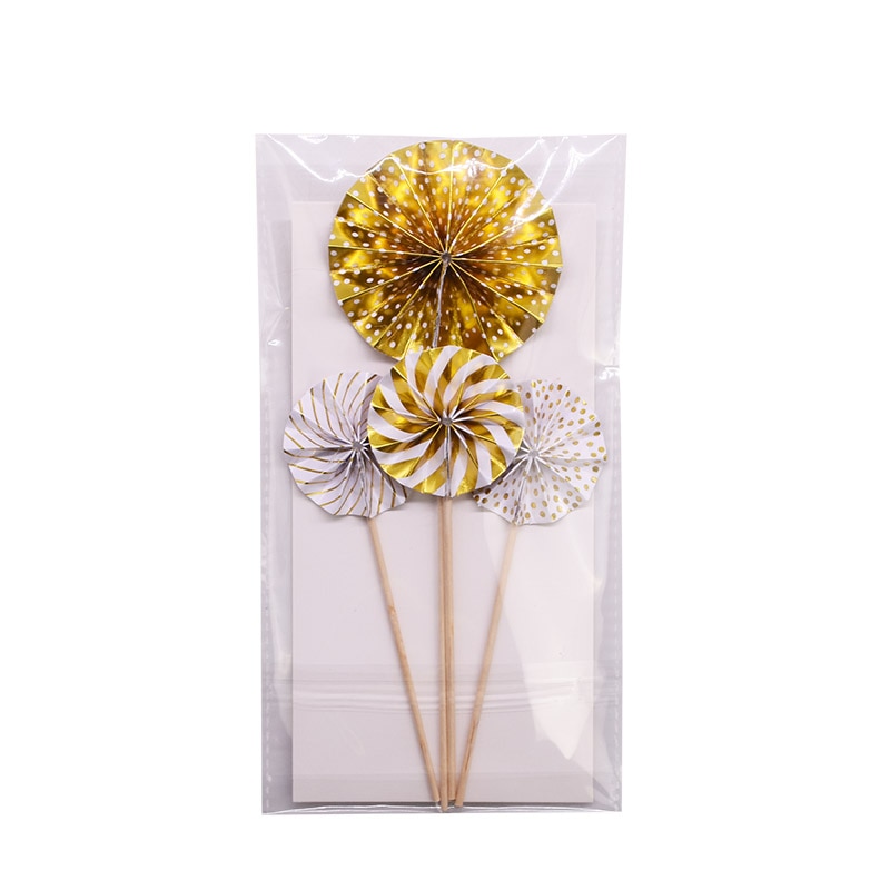 Set 4 Que Cắm Trang Trí Bánh Hình Quạt Giấy Xinh Xắn
