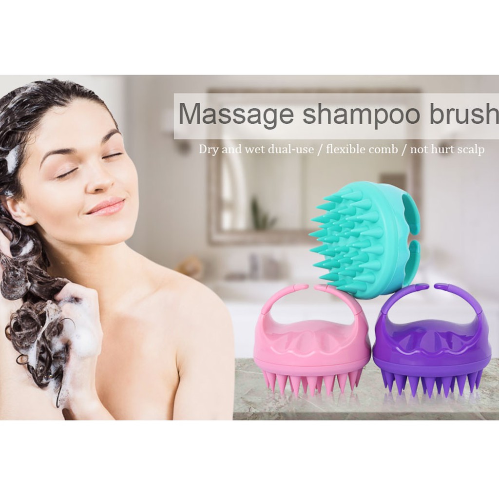 Lược gội đầu silicon maseki massage xk Nhật bản, dụng cụ chăm sóc da đầu sạch gàu, gỡ rối chống rụng tóc