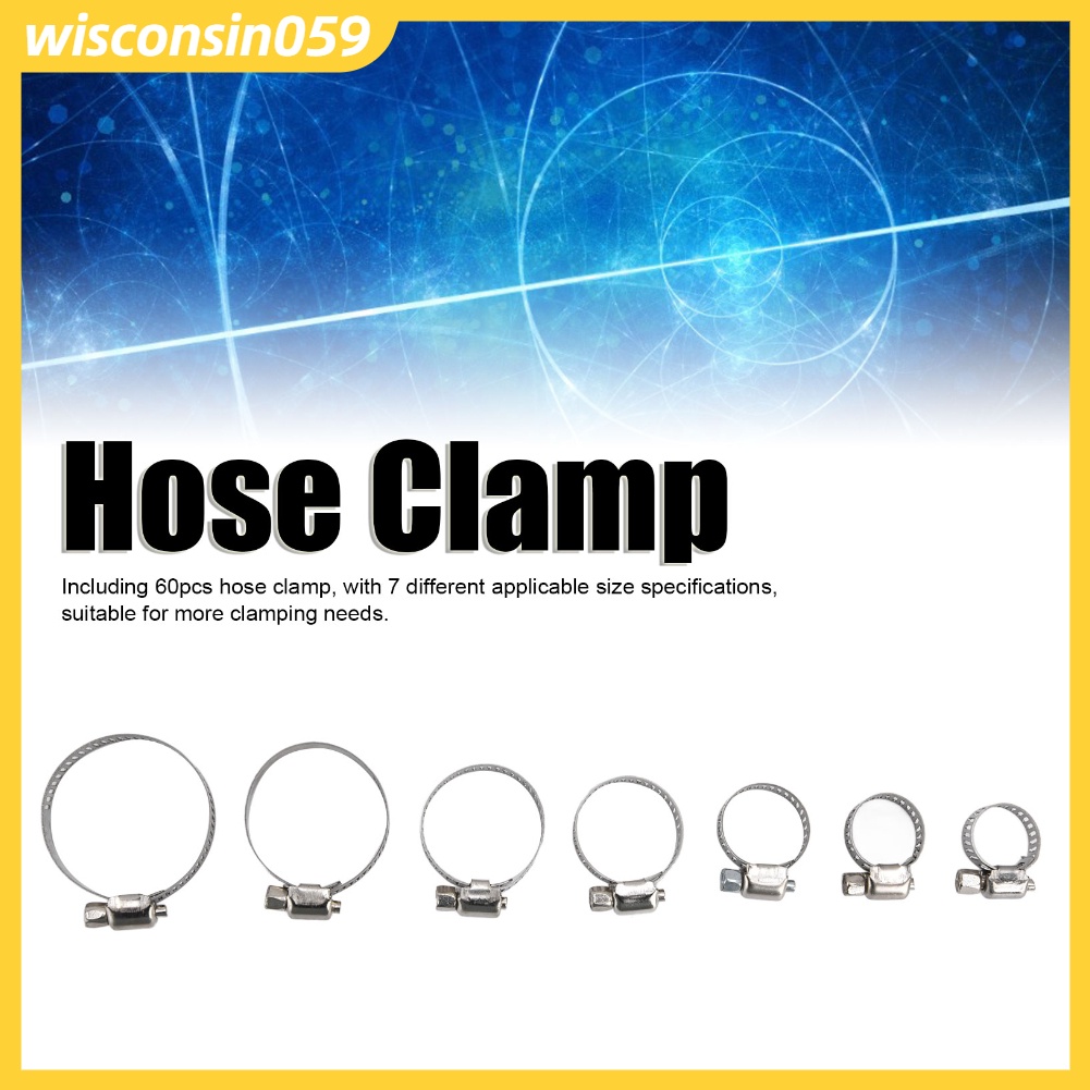Set 60 cái kẹp ống bằng thép không gỉ có thể điều chỉnh kiểu Mỹ/ bộ kẹp ống công nghi
