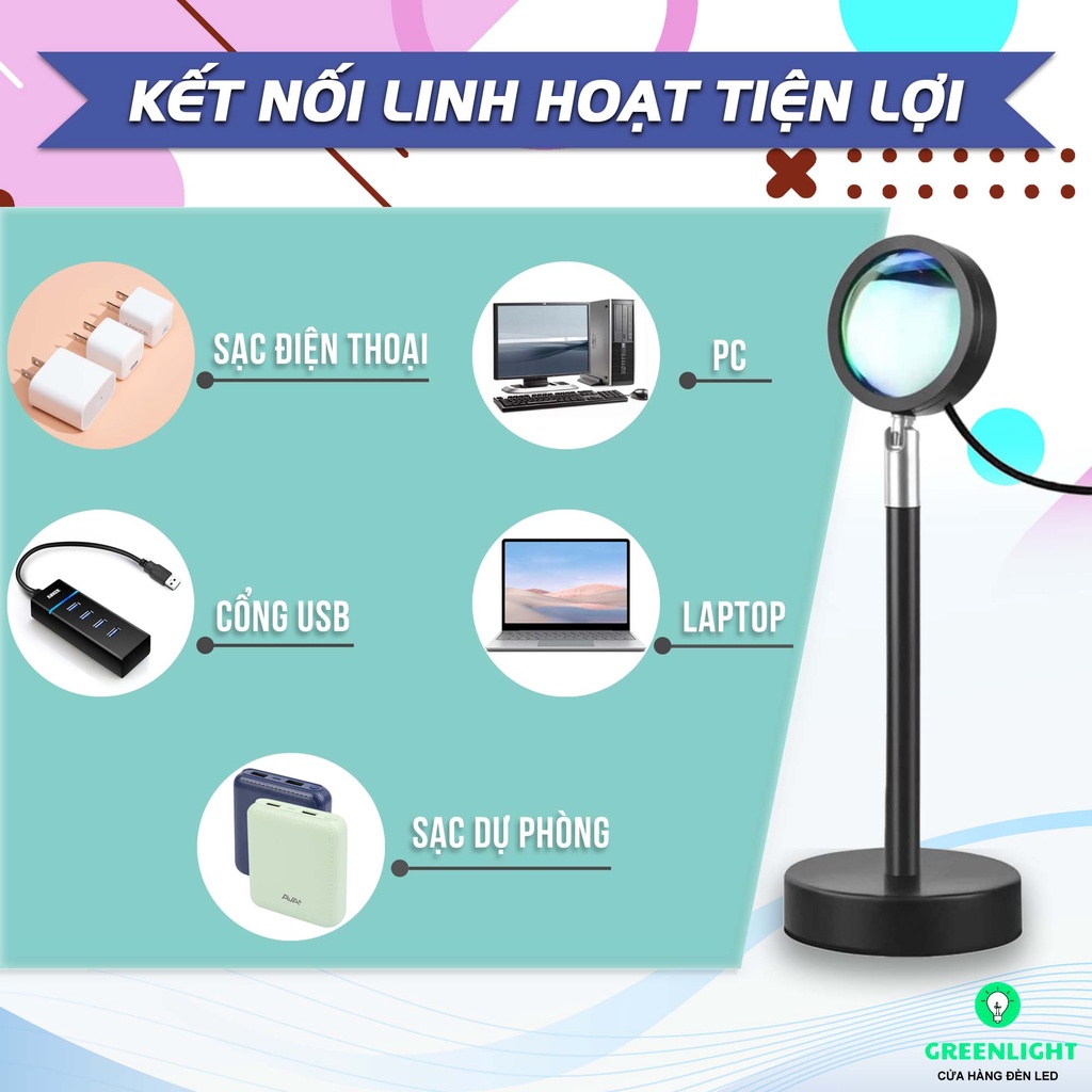 Đèn Hoàng Hôn TIKTOK 16 TRIỆU MÀU Điều Khiển APP ĐT+REMOTE đèn LED Sunset trang trí chụp ảnh quay video livestream