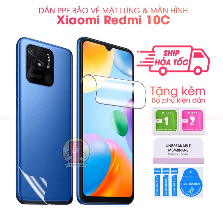 Dán Bảo Vệ Màn Hình và Mặt Lưng Redmi 10C /Xiaomi Poco C40 PPF Xiaomi Trong Suốt CL Dẻo Chống Xước Vân Tay Skin SSGalaxy