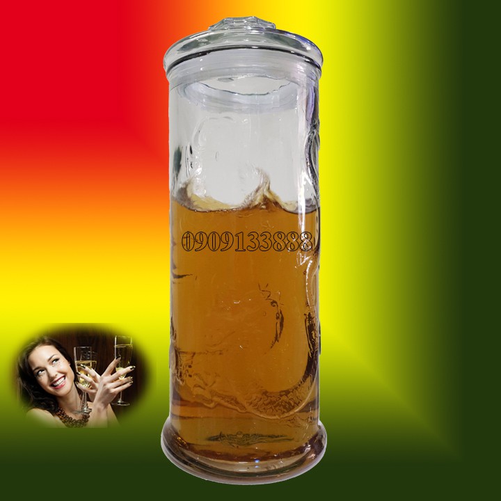 Bình ngâm rượu thủy tinh trụ rồng 6 lít không vòi