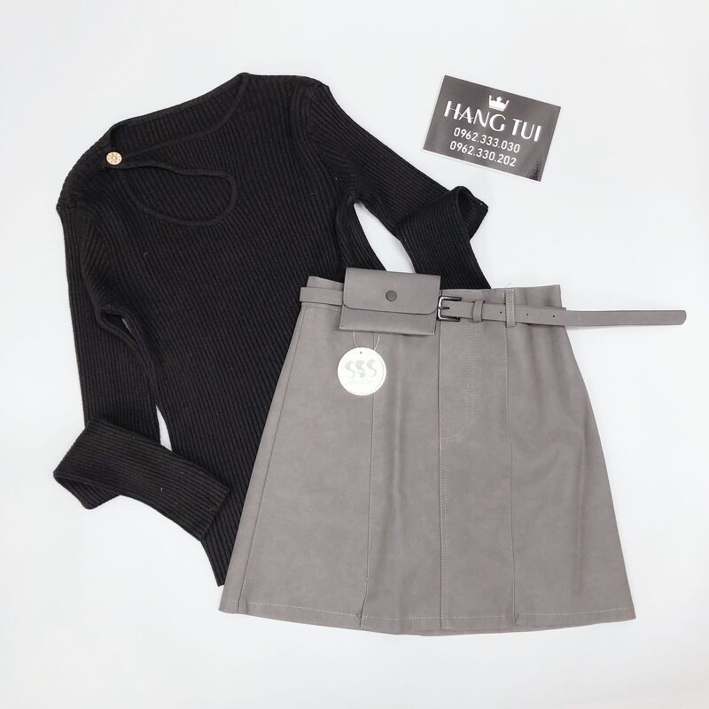 Áo len tăm khoét cổ lệch - Áo len tăm cao cấp, kiểu dáng thời trang