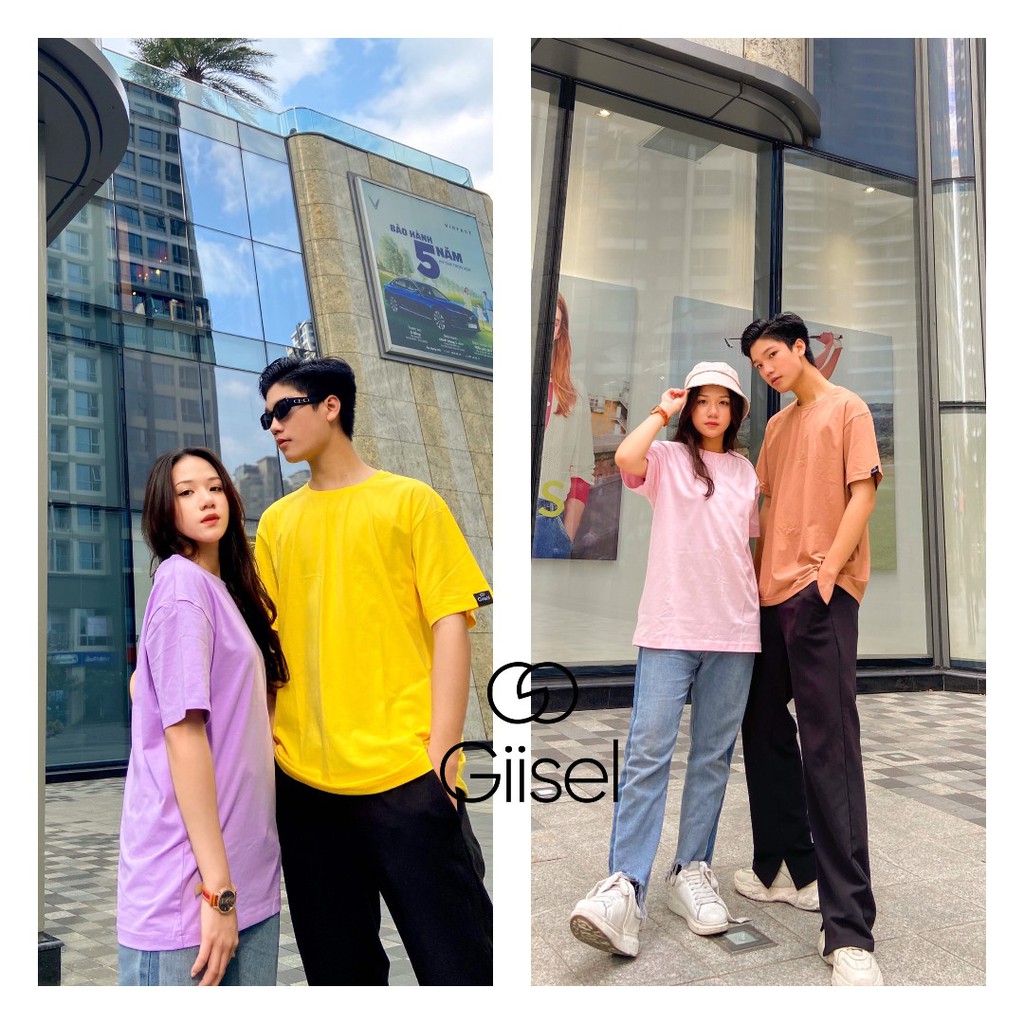 Áo thun phông nam nữ unisex cổ tròn trơn cotton tay lỡ  form rộng oversize basic tee 1 màu đẹp cao cấp rẻ Giisel