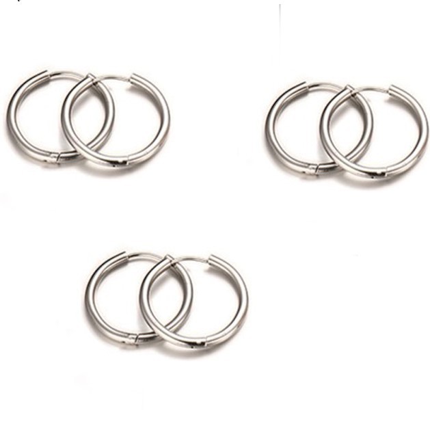 Khuyên tai titan unisex nam nữ kiểu tròn tròn độ dày 2.5mm nhiều size ko gỉ
