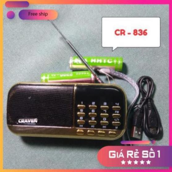 Loa thẻ nhớ Craven CR 836/836S có 2 khe cắm thẻ nhớ - USB - ĐÀI FM -  phát kinh phật đài FM