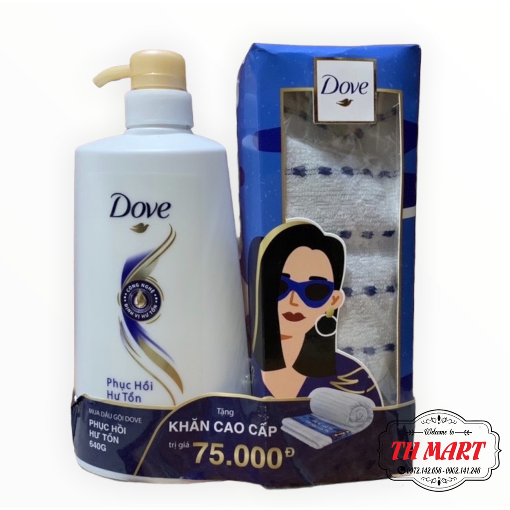 Dầu Gội Đầu Dove Phục Hồi Hư Tổn Chai 640G ( Tặng )