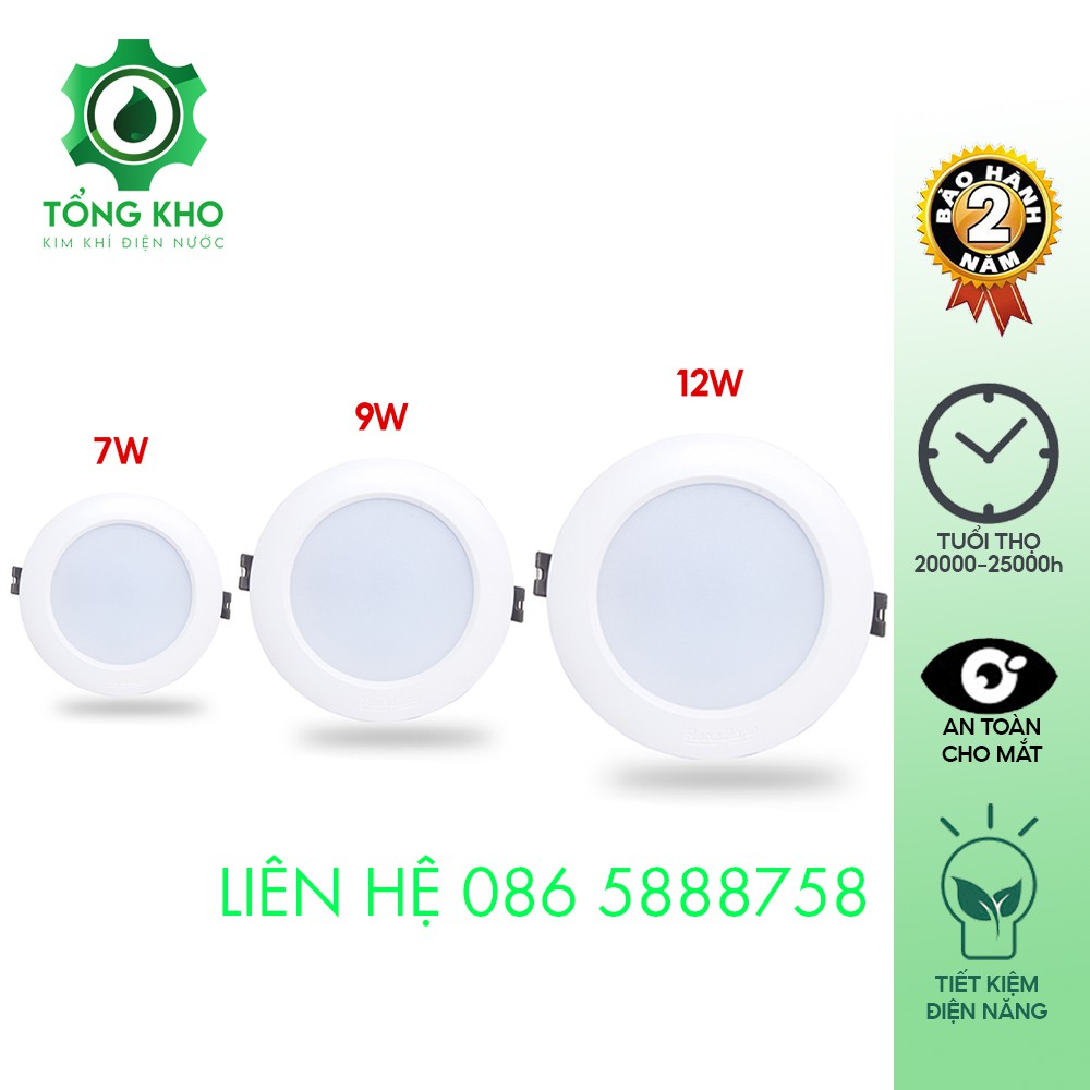 Đèn LED âm trần DAT04L 110 - 7W 9W 12W Rạng Đông  - Tổng kho kim khí điện nước