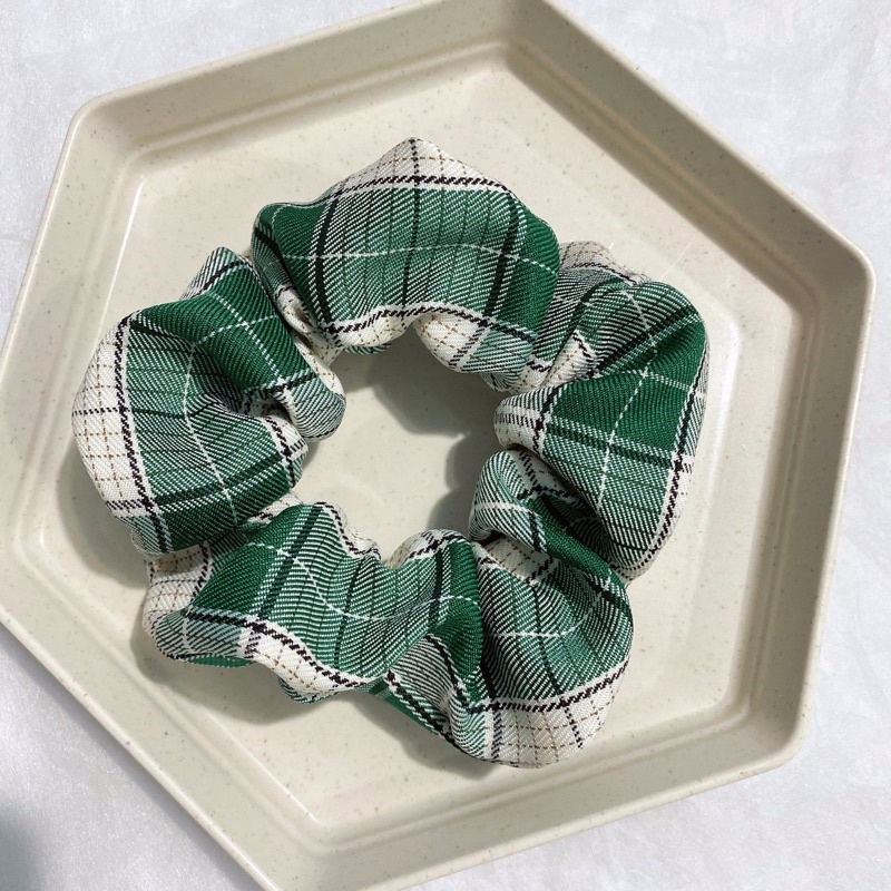 Scrunchies cột tóc caro phong cách Hàn Quốc Loli